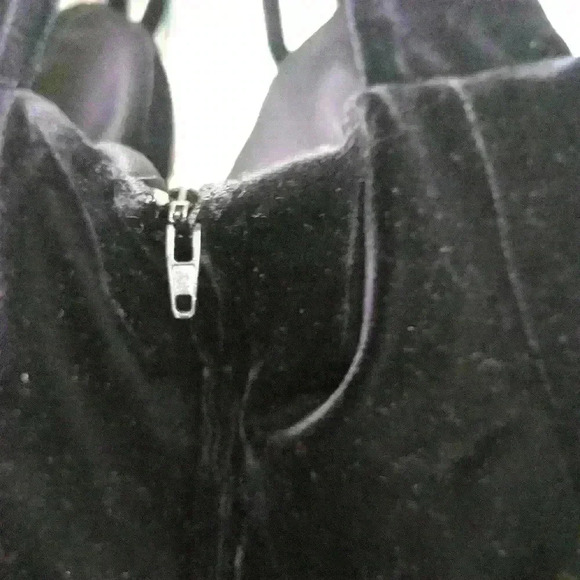 Vintage Sally Black Velvet Plus Size High Neck Sleeveless Long Evening D… - Picture 8 of 16